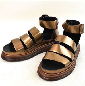 Dr. Martens Clarissa Copper Spectra Patent Sandals Rare Metallic Size 7 EU 38